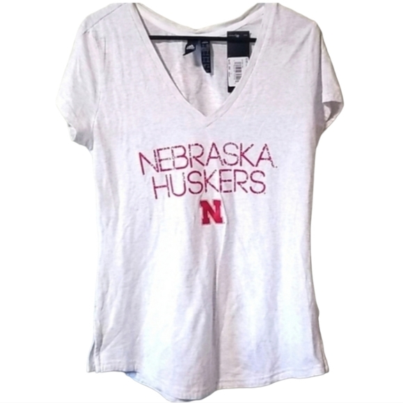 Adidas Nebraska Huskers College Footbal logo printed v-neck short sleeve… - Picture 1 of 6